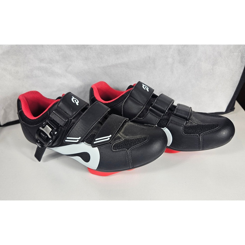 Peloton Indoor Cycling Spin Bike Shoes Black White Red M6 W7.5 EU38 with Cleats